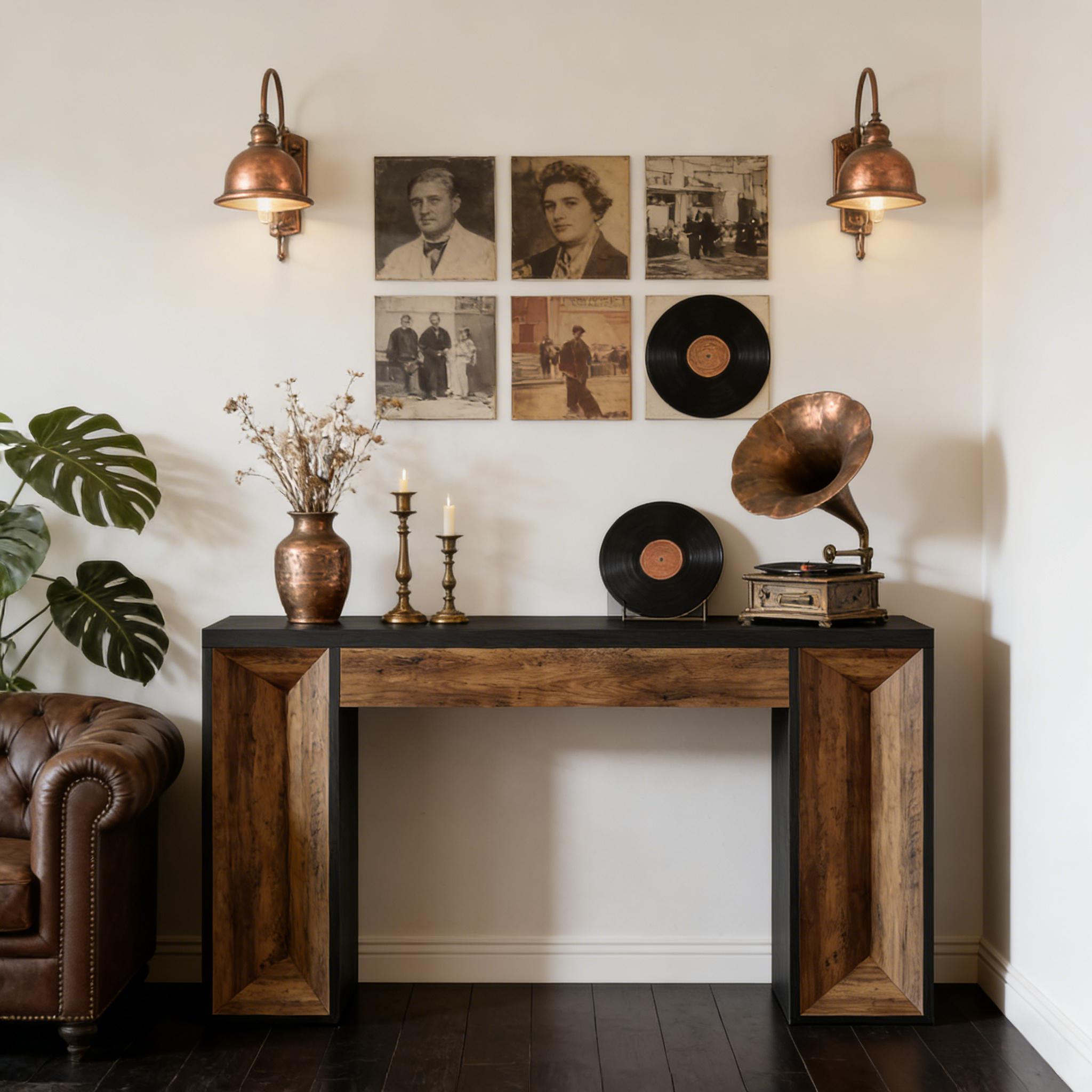 Buy farmhouse furniture Dual-Tone Black Brown Modern Cottage Farmhouse Foyer Entryway Table - Modern Cottage Farmhouse Furniture
