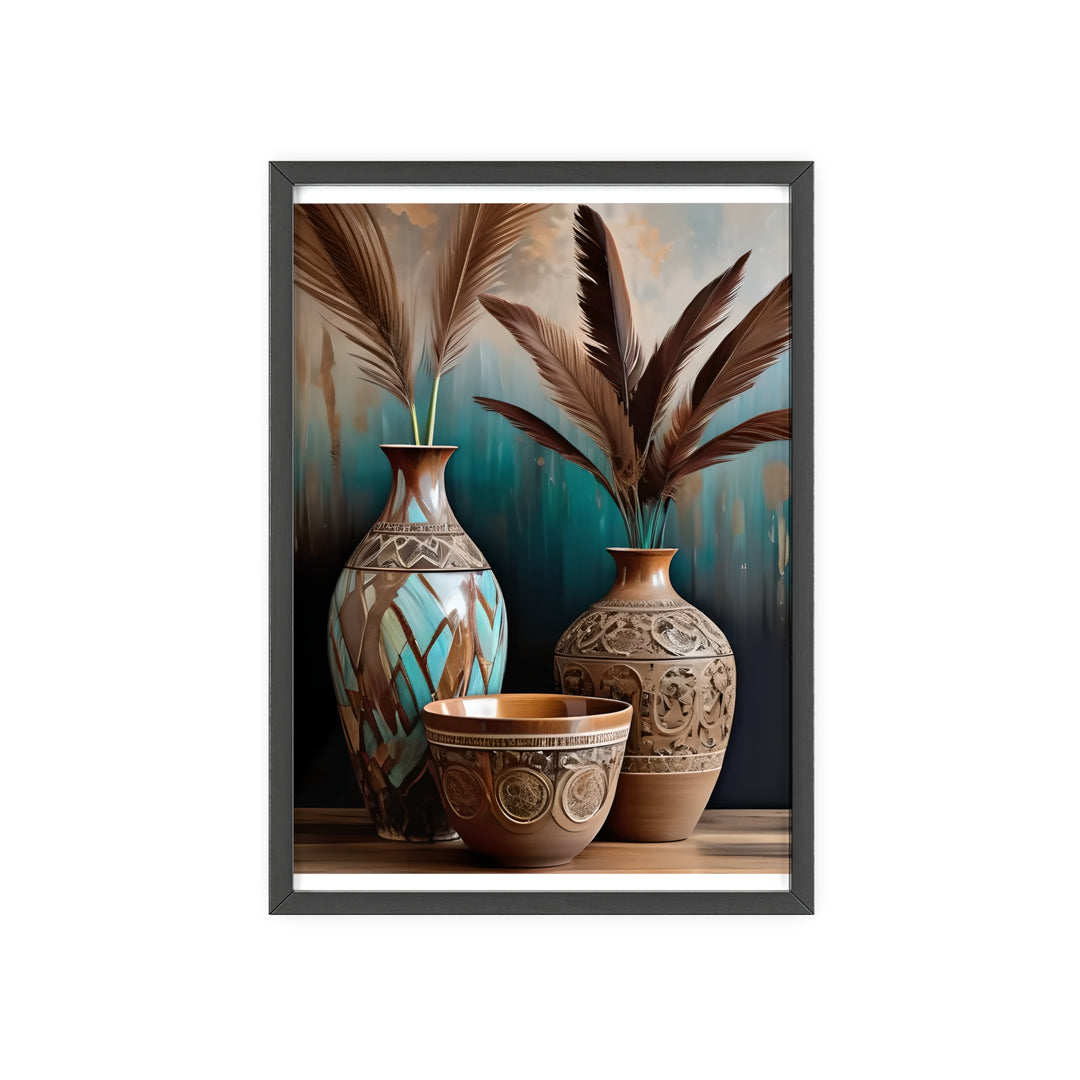 Boho Aesthetic Earthy Bowls Posters with Wooden Frame | Biophilic Design Airbnb Decor Furniture 