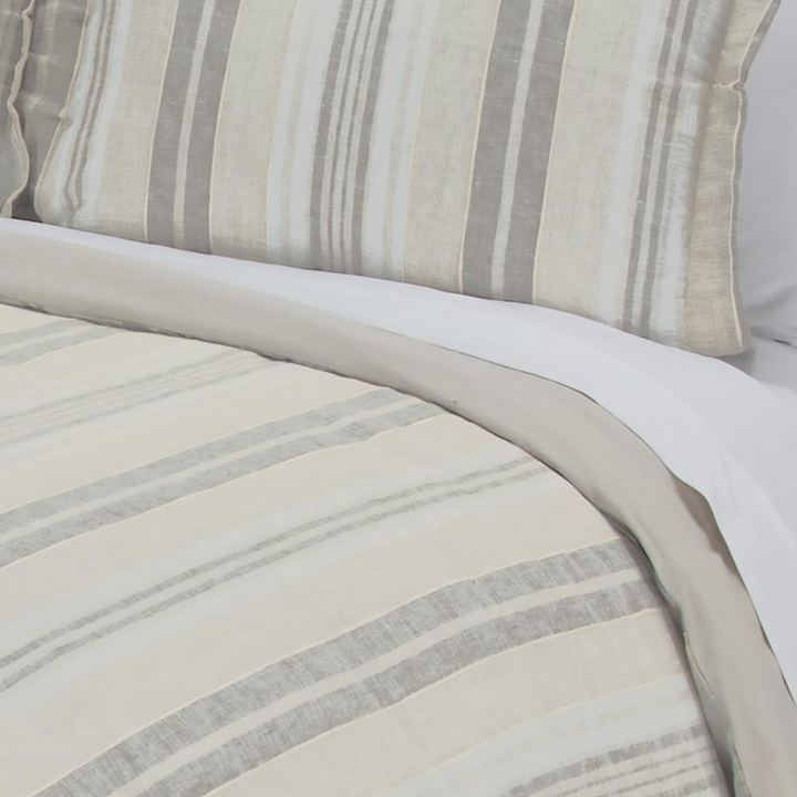 Boho Aesthetic White Striped Duvet Cover 98" x 98" | Biophilic Design Airbnb Decor Furniture 