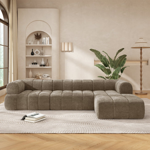 Parefeuille • Beige Large Modern European Farmhouse Style Sofa Sectional Couch - Mediterranean Italian Contemporary Home Decor Furniture