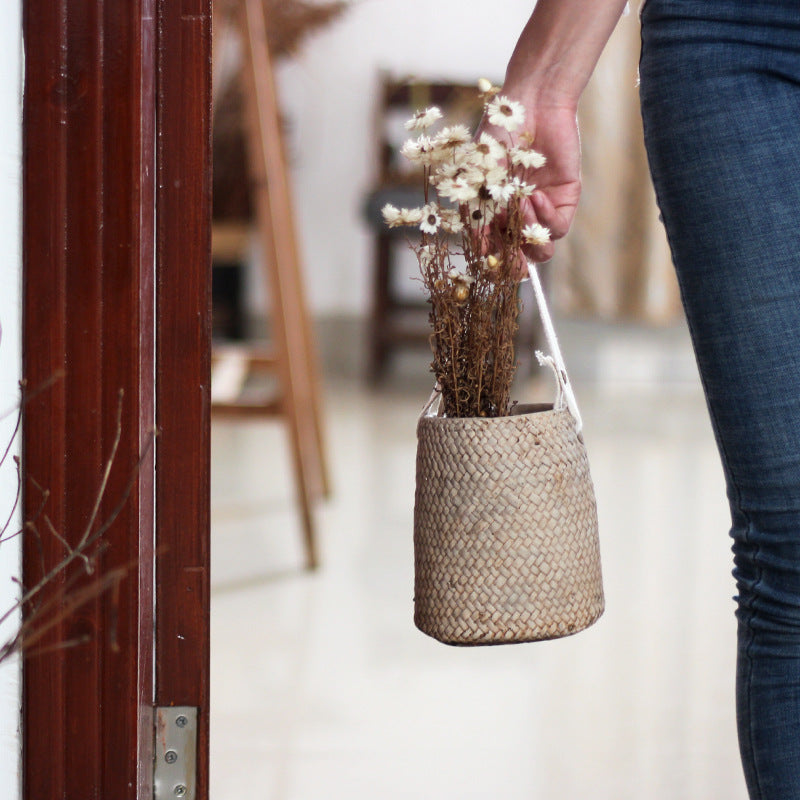 Mediterranean Coast Woven Flower Pot Basket - Mediterranean Italian Contemporary Home Decor Furniture