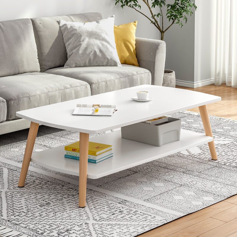 Boho Aesthetic La Avignon | White Wooden Modern Minimalist Coffee Table | Biophilic Design Airbnb Decor Furniture 