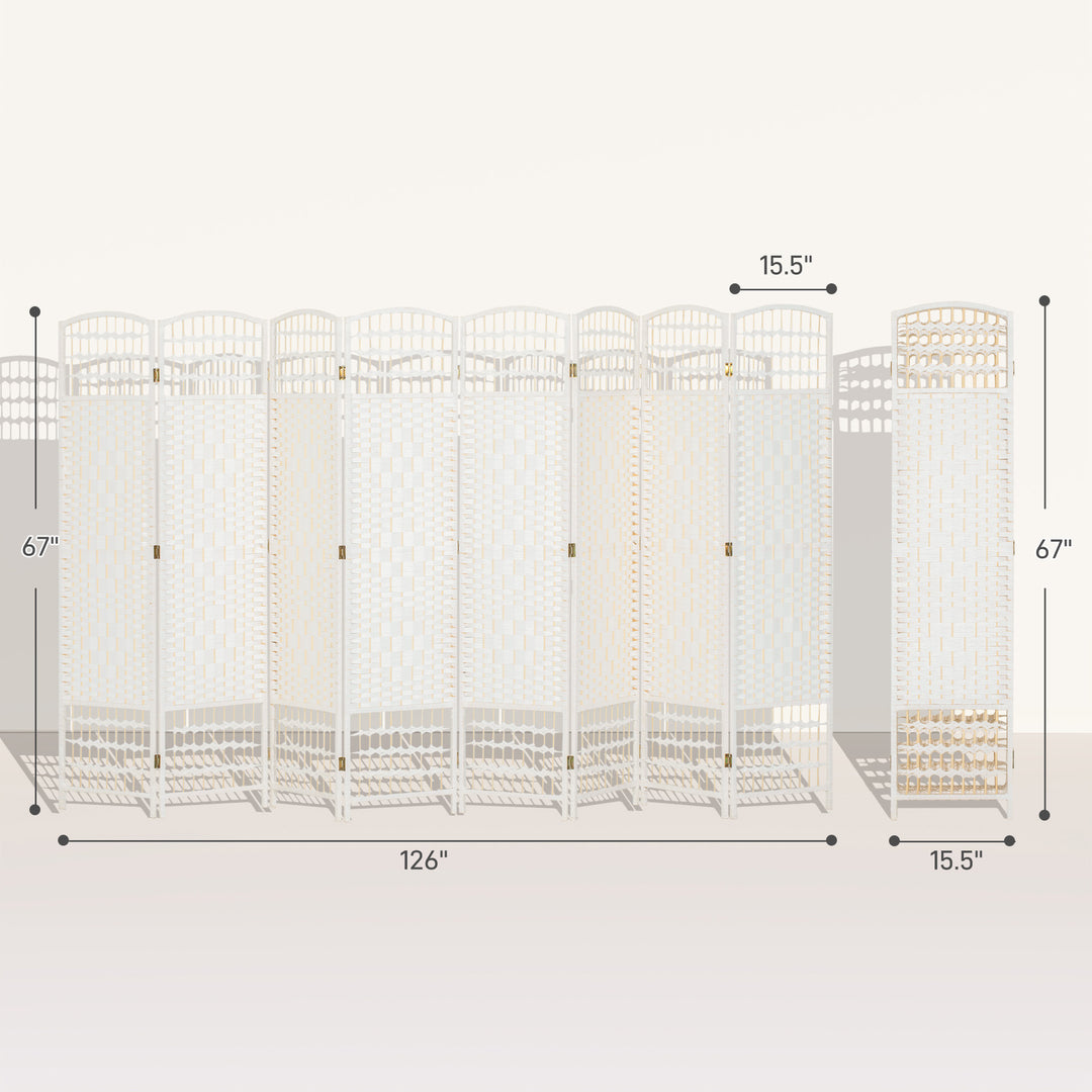 Buy farmhouse furniture Folding Room Divider | 8-Panel Wave Fiber Privacy Screen, White - Modern Cottage Farmhouse Furniture