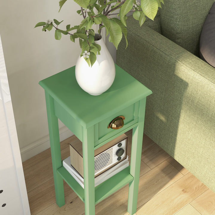 Buy farmhouse furniture Sage 2-Tier Side Table with Drawer and Shelf, End Table - Modern Cottage Farmhouse Furniture