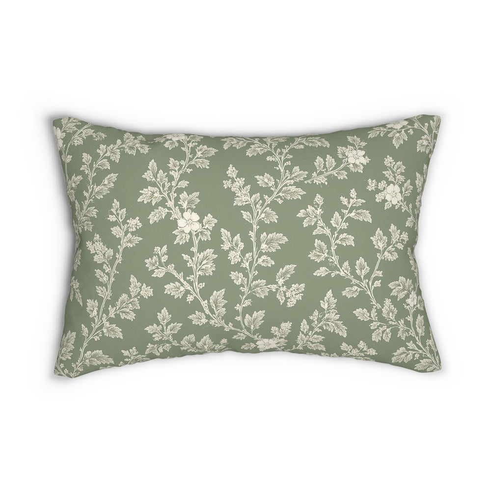 Buy farmhouse furniture Sage and Cream Floral Lumbar Pillow - Modern Cottage Farmhouse Furniture