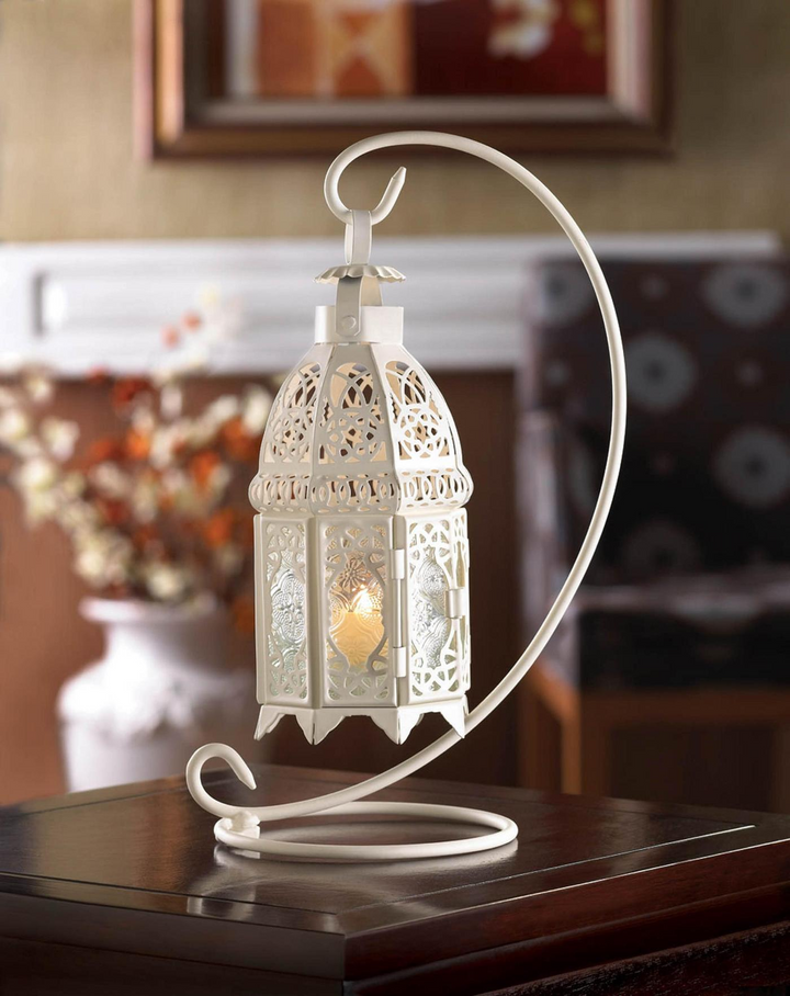 Boho Aesthetic Lacy Cutout Hanging Candle Lantern | Biophilic Design Airbnb Decor Furniture 