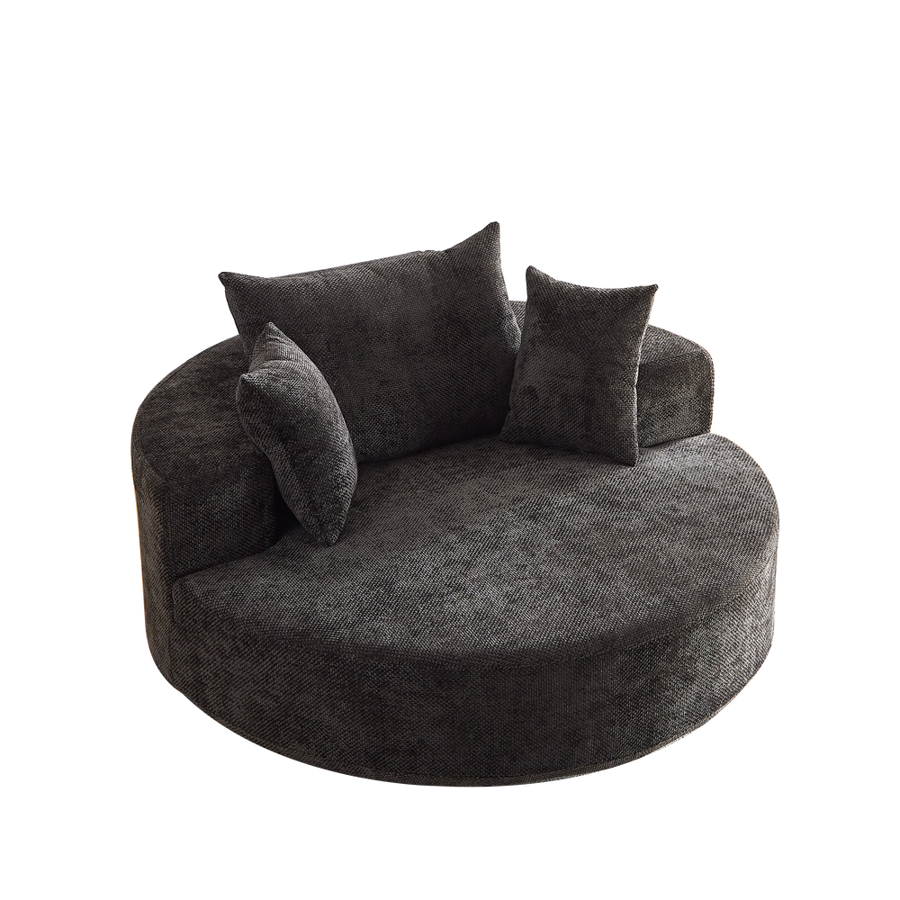 Buy farmhouse furniture Scarlett Round Swivel Sofa Daybed | Chenille Circle Chair | Farmhouse Living Room Statement Piece - Modern Cottage Farmhouse Furniture