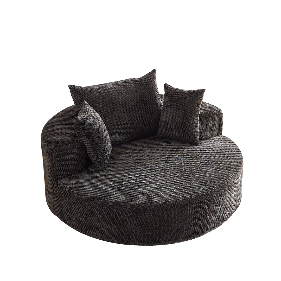 Buy farmhouse furniture Scarlett Round Swivel Sofa Daybed | Chenille Circle Chair | Farmhouse Living Room Statement Piece - Modern Cottage Farmhouse Furniture