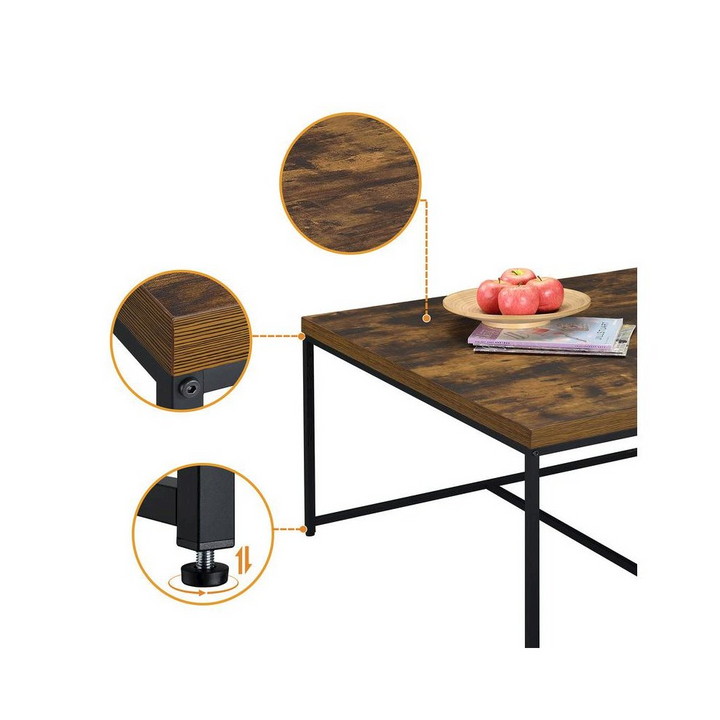 Caitlin Weathered Oak Wood Grain 5 Piece Coffee Table Set - Mediterranean Italian Contemporary Home Decor Furniture