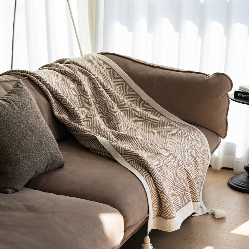 Buy farmhouse furniture Amberwood | Modern Farmhouse Cottage Tasseled Beige Throw Blanket - Modern Cottage Farmhouse Furniture