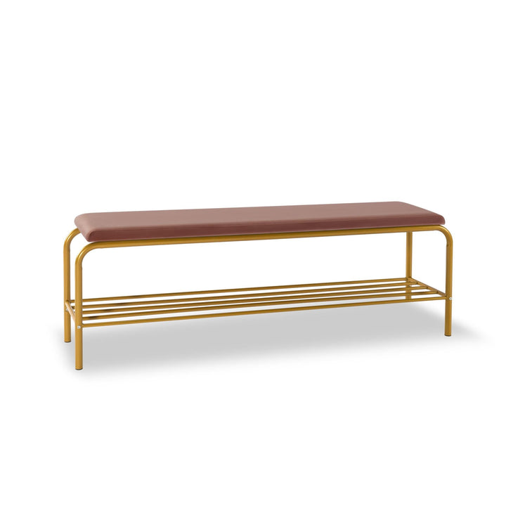 Boho Aesthetic Single layer Shoe storage bench Pink Velvet | Biophilic Design Airbnb Decor Furniture 