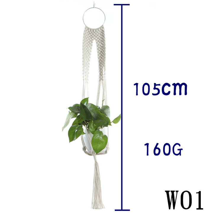 Boho Aesthetic Biophilic Flower & Plant Pot Cotton Rope Indoor Plant Hanger Hanging Basket | Biophilic Design Airbnb Decor Furniture 