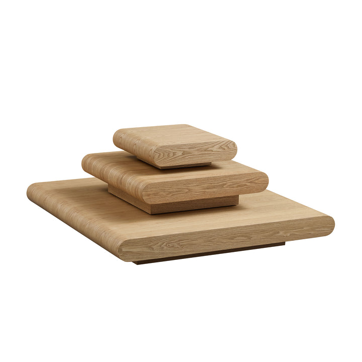 Buy farmhouse furniture 3-Piece Modular Coffee Table Set | Stackable Farmhouse Cottage Wood-Look Stacking Tables - Modern Cottage Farmhouse Furniture