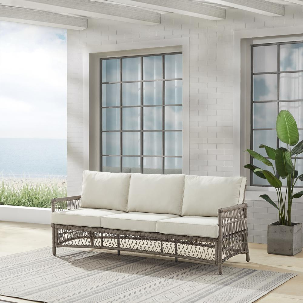 Boho Aesthetic Thatcher Outdoor Wicker Sofa Creme/Driftwood | Biophilic Design Airbnb Decor Furniture 