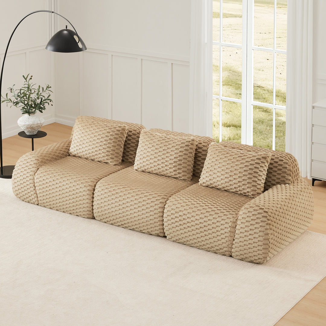 Large Modern Italian Woven Boucle Modular Sectional Sofa Sectional Couch - Mediterranean Italian Contemporary Home Decor Furniture