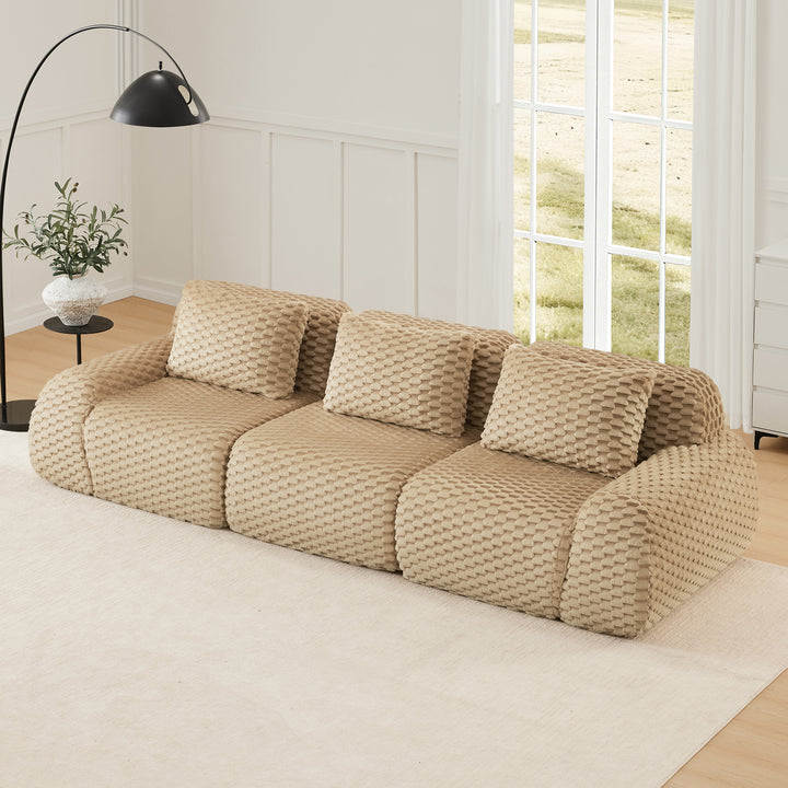 Large Modern Italian Woven Boucle Modular Sectional Sofa Sectional Couch - Mediterranean Italian Contemporary Home Decor Furniture