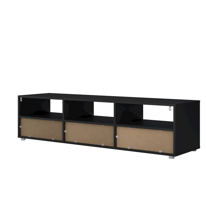Boho Aesthetic Media 6 Shelf TV Stand, Black Matte | Biophilic Design Airbnb Decor Furniture 