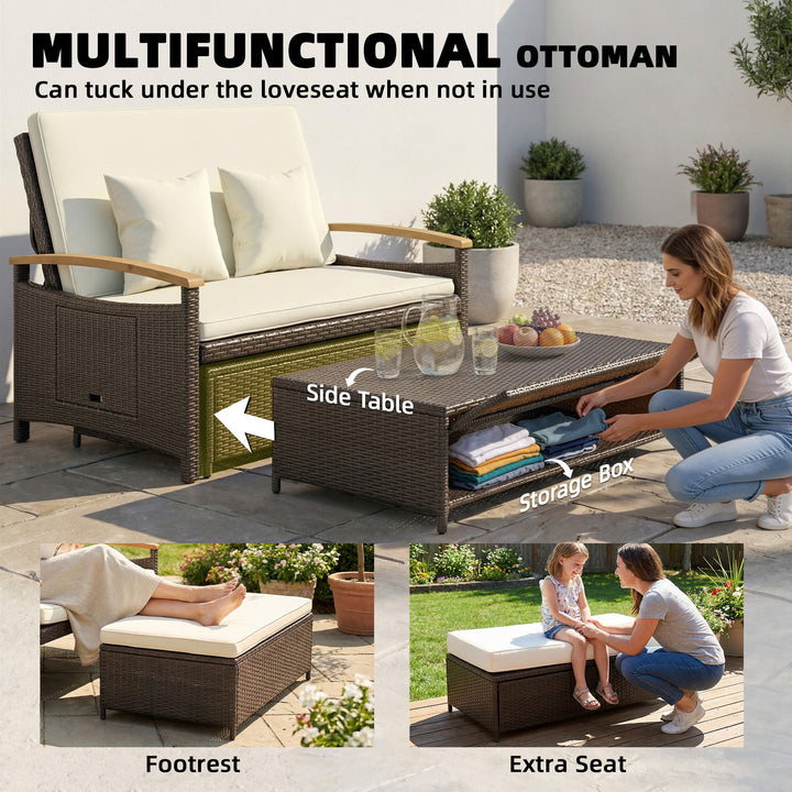 Buy farmhouse furniture Rattan Beige Modern Cottage Farmhouse Style Sofa Couch Sectional Daybed Outdoor Daybed - Modern Cottage Farmhouse Furniture