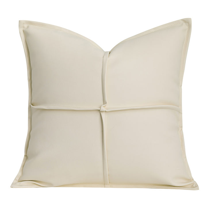 Thurii | Leather Mediterranean Cross Pleated Pillowcase - Mediterranean Italian Contemporary Home Decor Furniture