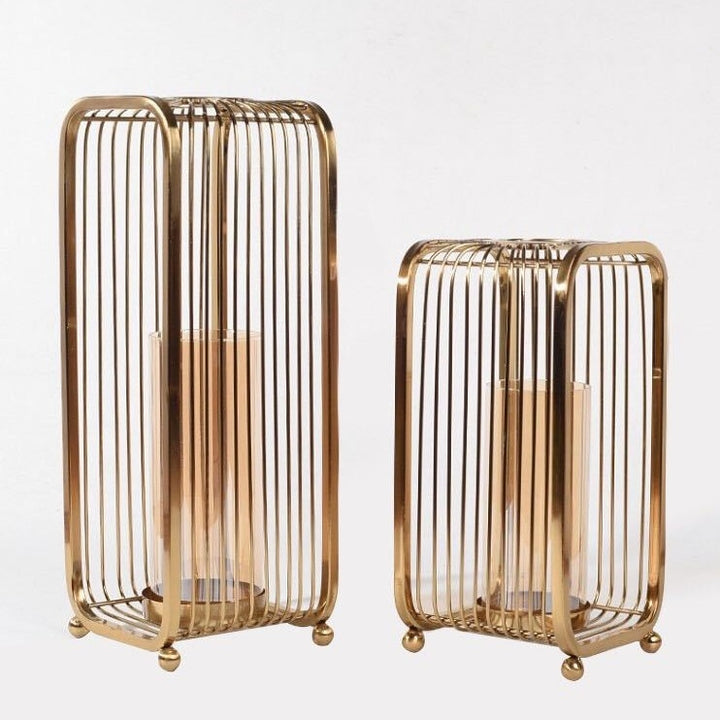 Camini | Modern Mediterranean Bronze Metal And Transparent Glass Floor Vase - Mediterranean Italian Contemporary Home Decor Furniture