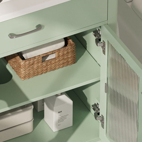 Buy farmhouse furniture Sage Modern Cottage Bathroom Vanity With Tempered Glass - Modern Cottage Farmhouse Furniture