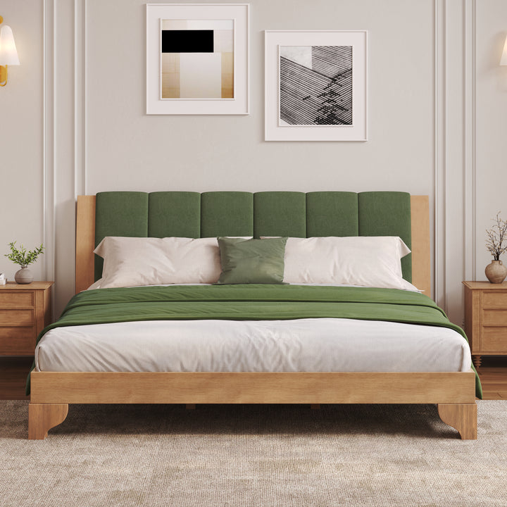 Buy farmhouse furniture Sage &amp; Cream King Premium Pine Wood Farmhouse Queen Bed Frame - Modern Cottage Farmhouse Furniture