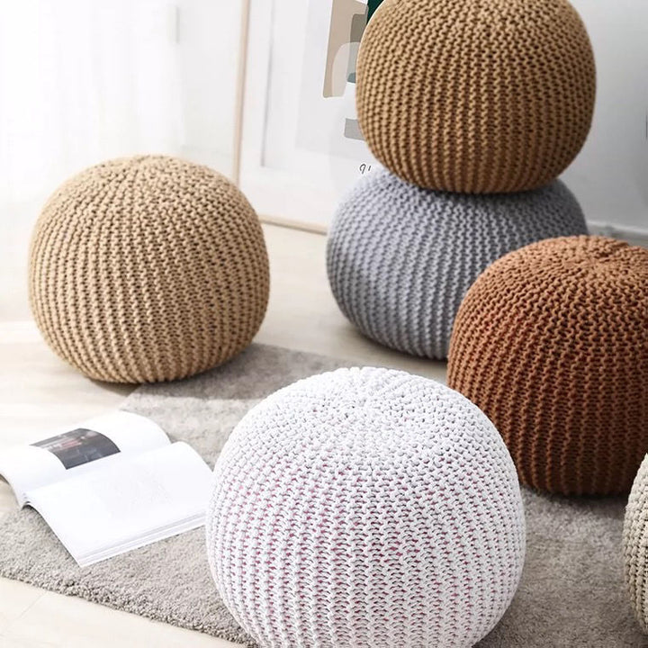 Handwoven Artisan Modern Round Simple Round Ottoman