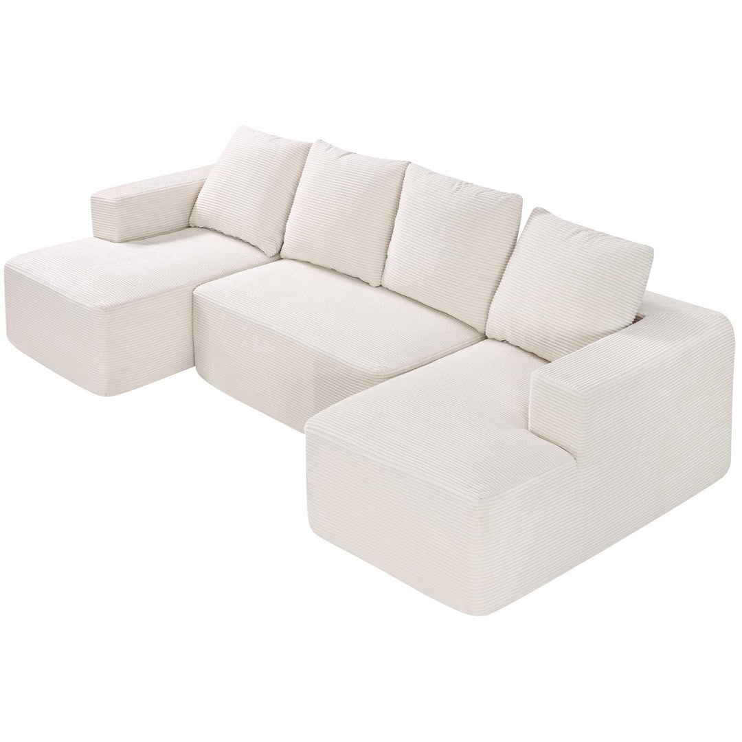 Modular U Shaped Mediterranean Farmhouse Sectional Sofa