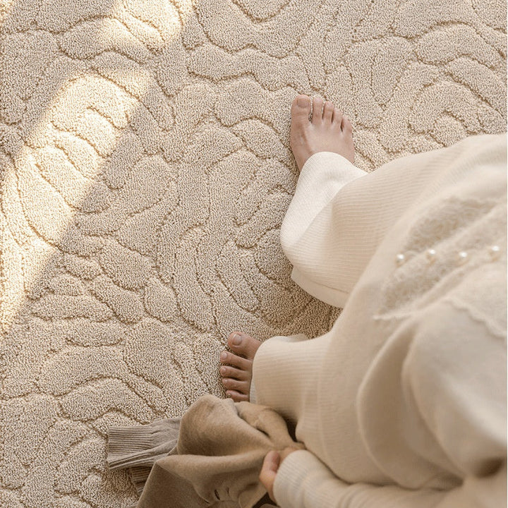 Buy farmhouse furniture Oak & Ember | Large Beige Modern Farmhouse Cottage Area Rug By Artisan Blooms - Modern Cottage Farmhouse Furniture