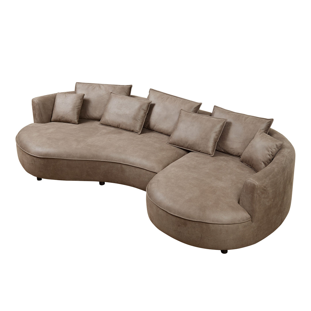 Buy farmhouse furniture 128.74 Inch Farmhouse Upholstered 5-Seat Sofa Sectional Curved Sofa - Modern Cottage Farmhouse Furniture