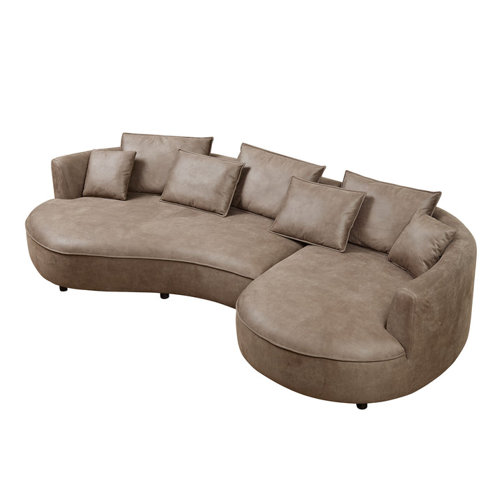 Buy farmhouse furniture 128.74 Inch Farmhouse Upholstered 5-Seat Sofa Sectional Curved Sofa - Modern Cottage Farmhouse Furniture