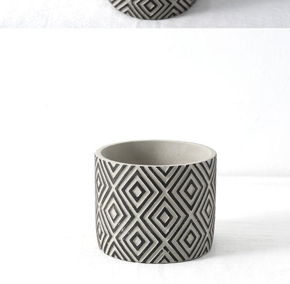 Cement Flower Pot Green Plant Diamond Pattern Vase Creative Retro Nordic INS | order couch online - buy sofa -buy sofa online
