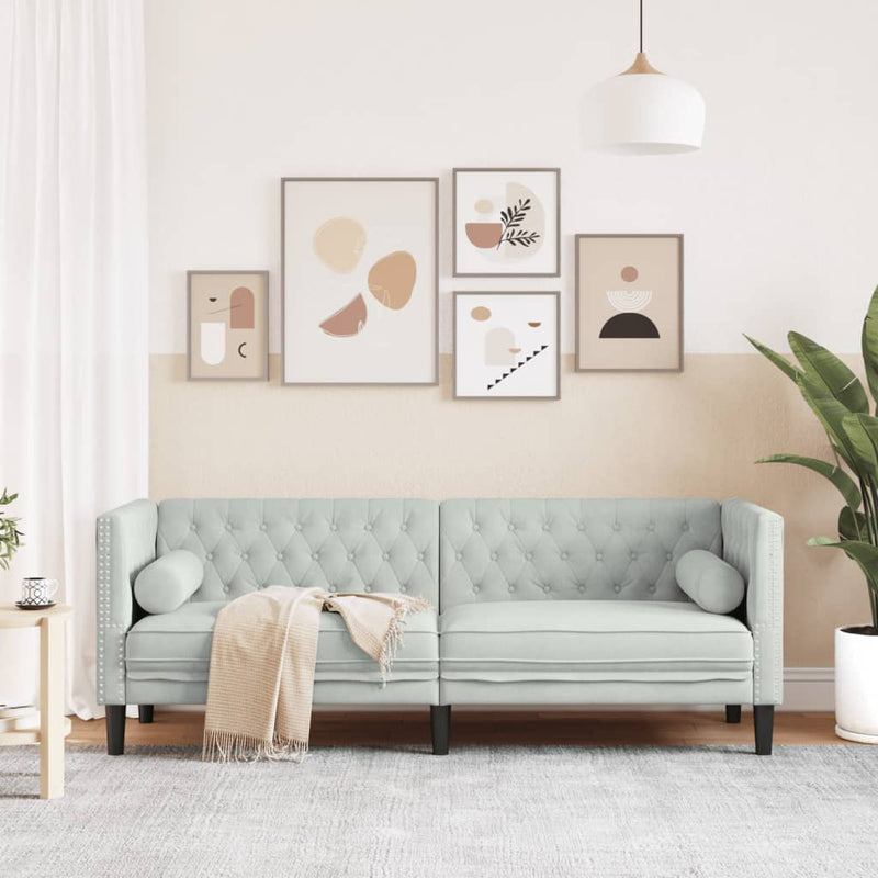 Buy farmhouse furniture The Harper | Velvet 3-Seater Farmhouse Chesterfield Sofa with Neck Rolls - Modern Cottage Farmhouse Furniture