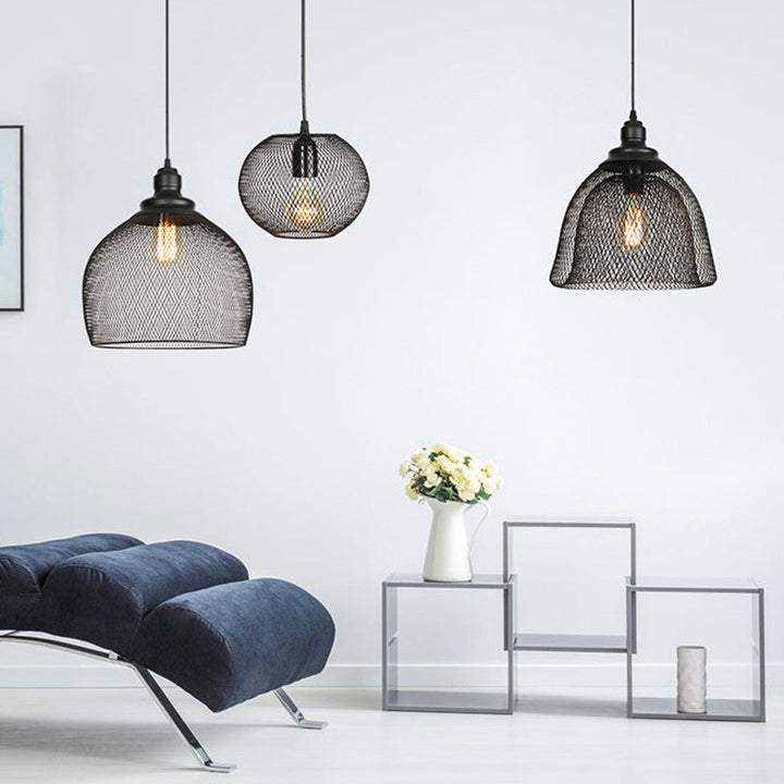 Boho Aesthetic Luxe Wrought Iron Single Mesh Chandelier | Biophilic Design Airbnb Decor Furniture 