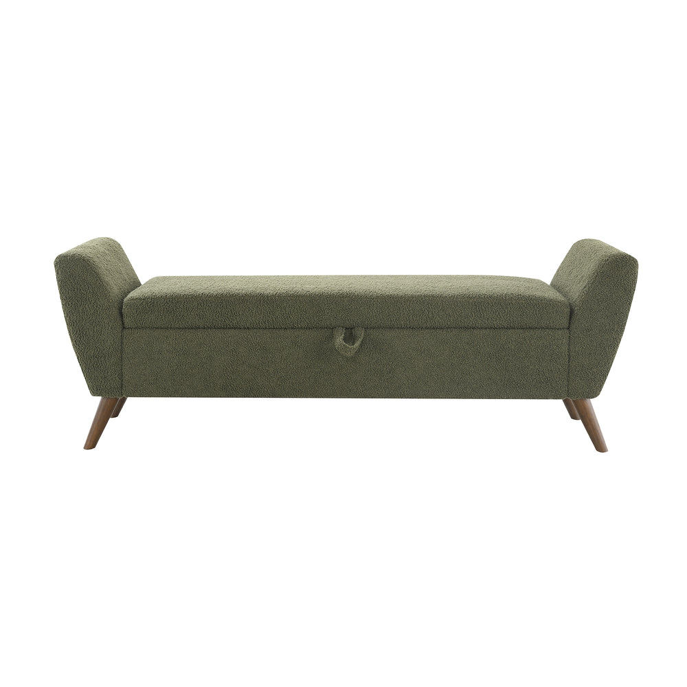 Buy farmhouse furniture Green Modern Storage Bench With Wood Legs - Modern Cottage Farmhouse Furniture