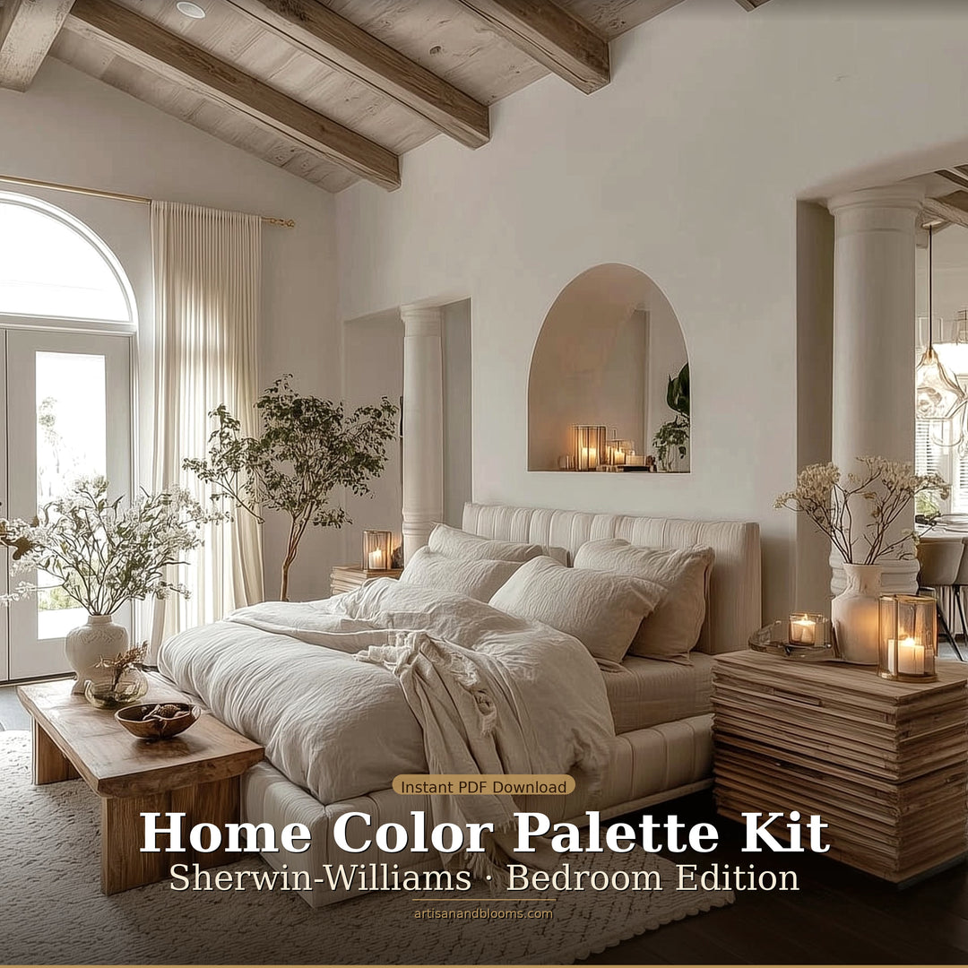 Buy farmhouse furniture Mediterranean Farmhouse Bedroom Wall Color Paint Palette Kit + Bedroom Styling Kit - Modern Cottage Farmhouse Furniture