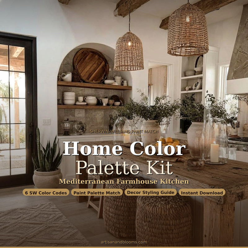 Buy farmhouse furniture Artisan Blooms Wall Paint Kit Bundle (8 Templates) - Warm Cream and Brown Tones - Modern Cottage Farmhouse Furniture