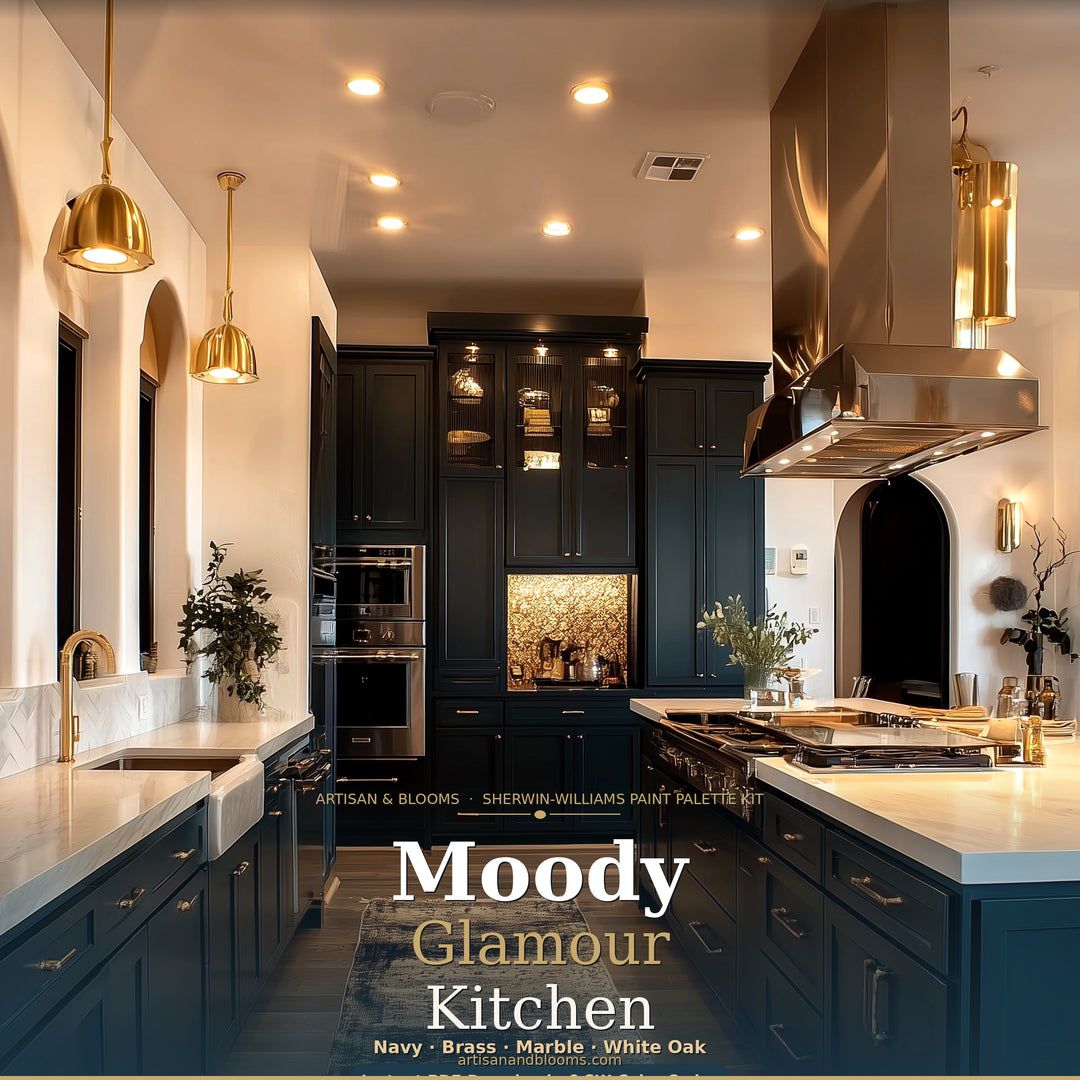Buy farmhouse furniture Dark Navy Kitchen Color Palette Kit | Architect Paint Guide | SW · BM · Behr · Farrow & Ball | 8-Page Premium PDF - Modern Cottage Farmhouse Furniture
