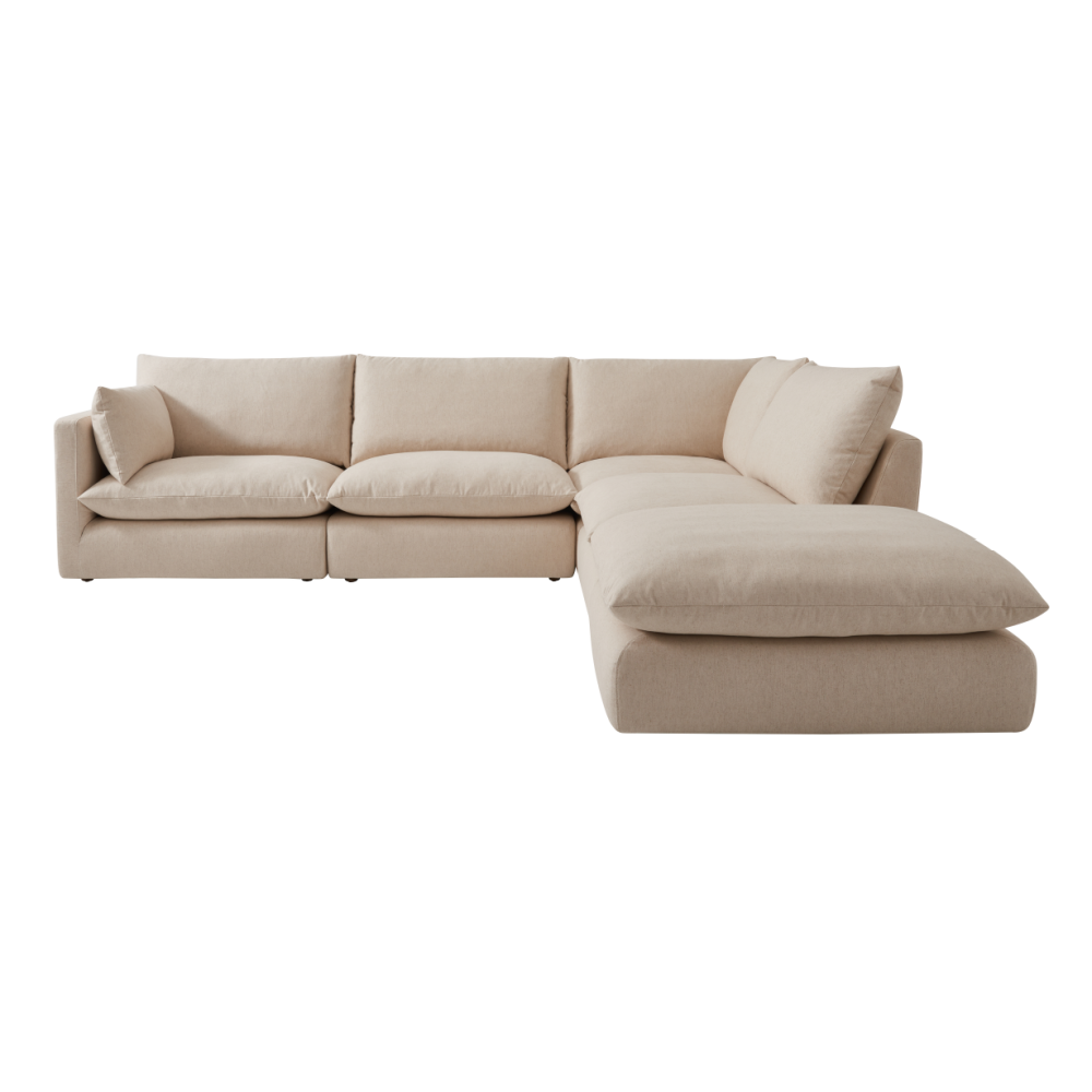 Buy farmhouse furniture Cream Linen Modern Farmhouse Sectional Sofa Couch | Charlie - Modern Cottage Farmhouse Furniture