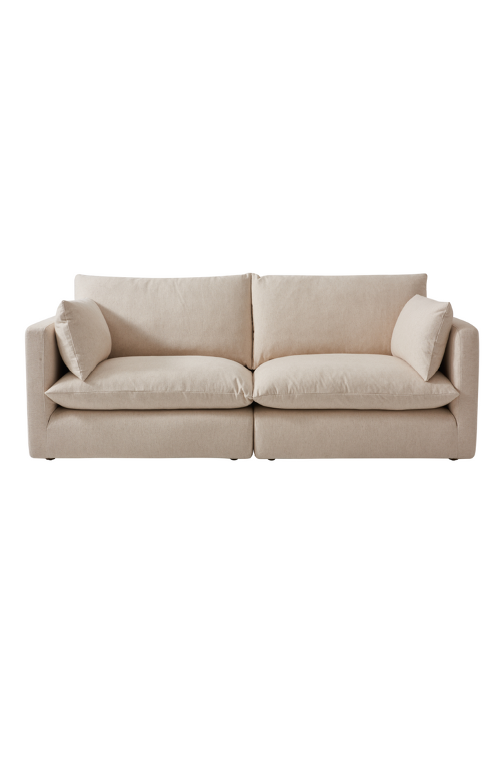 Buy farmhouse furniture Cream Linen Modern Farmhouse Sectional Sofa Couch | Charlie - Modern Cottage Farmhouse Furniture