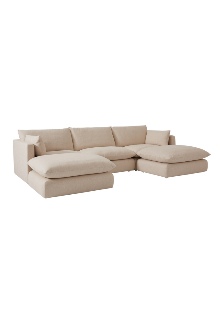 Buy farmhouse furniture Cream Linen Modern Farmhouse Sectional Sofa Couch | Charlie - Modern Cottage Farmhouse Furniture