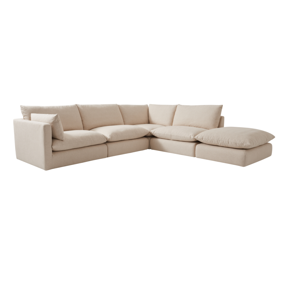 Buy farmhouse furniture Cream Linen Modern Farmhouse Sectional Sofa Couch | Charlie - Modern Cottage Farmhouse Furniture