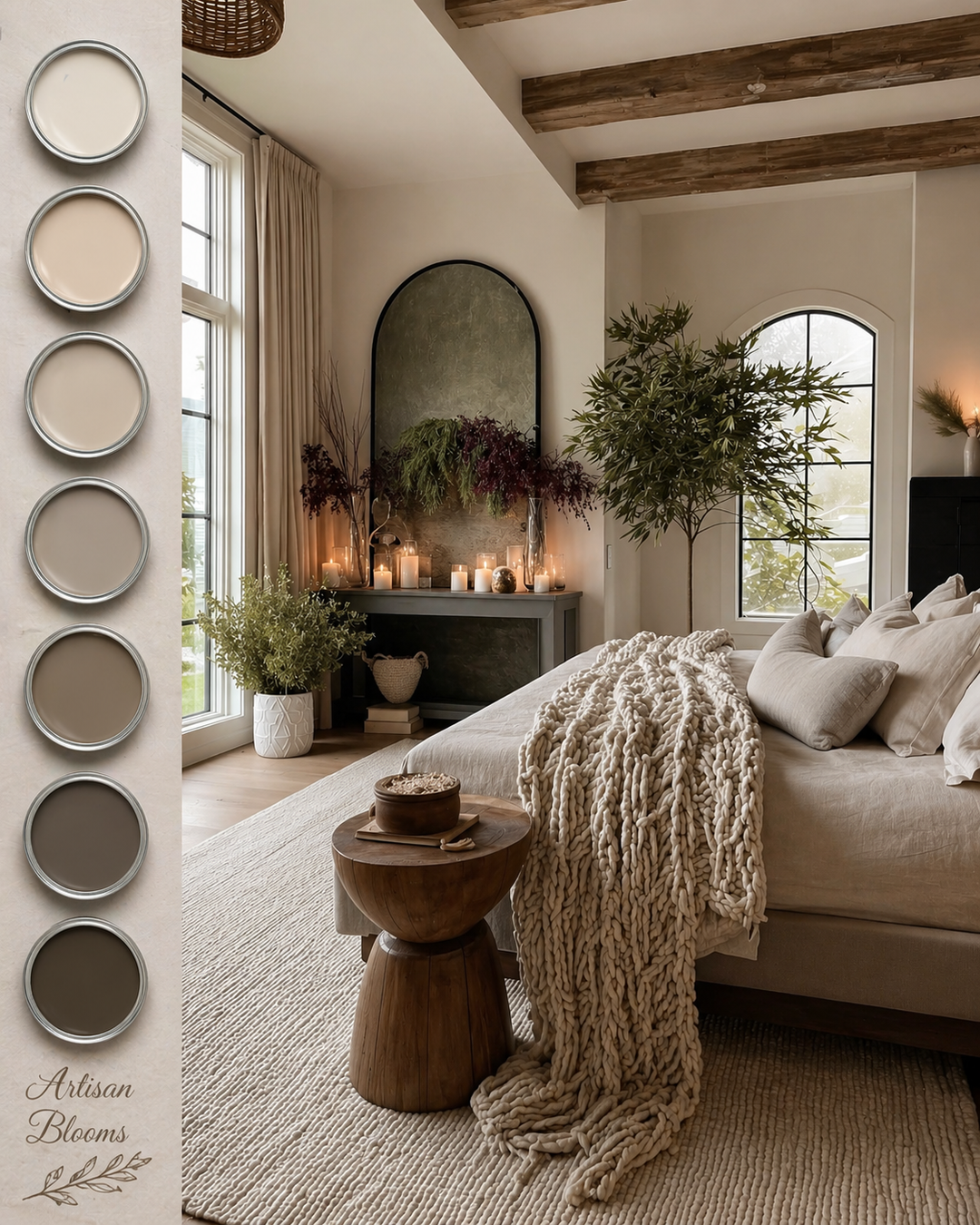 Buy farmhouse furniture Earthy Sanctuary Bedroom | Digital Colour Swatch Kit | 300 DPI Print-at-Home | SW · BM · Behr · F&B · Sikkens · Dulux · Asian Paints - Modern Cottage Farmhouse Furniture