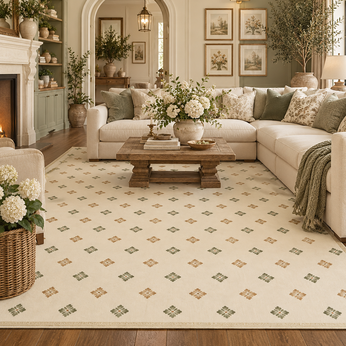 Artisan Blooms large clover signature washable rug