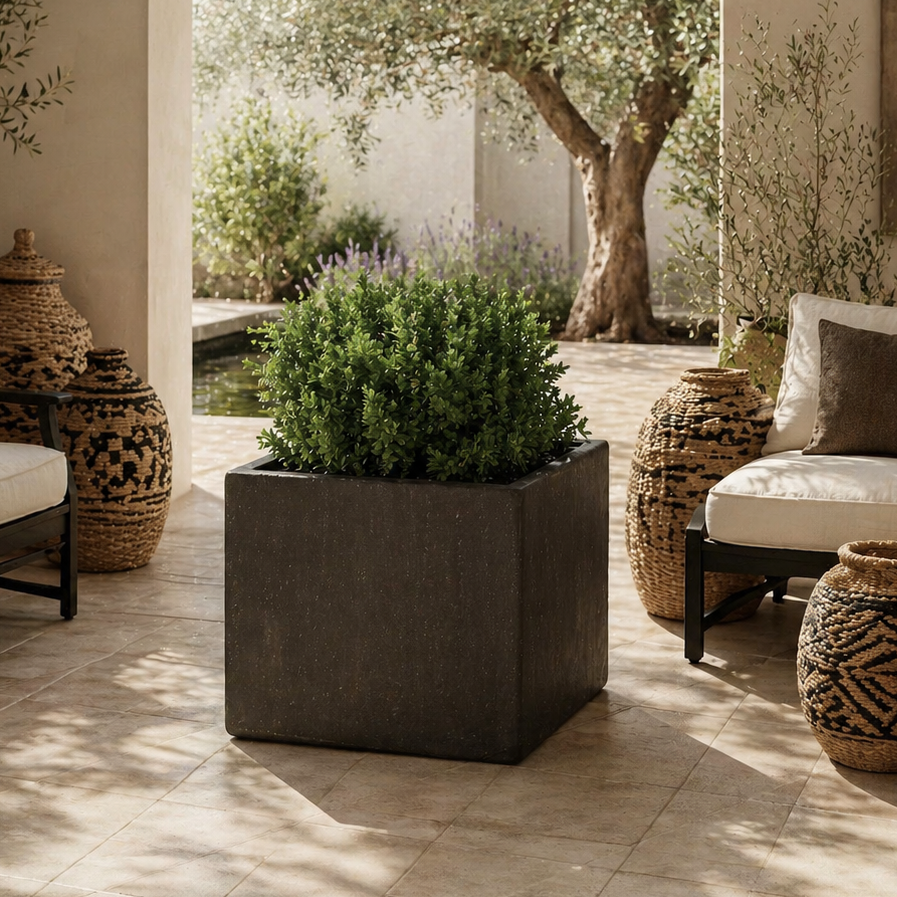 Buy farmhouse furniture Ella Modern Contemporary Mediterranean Farmhouse Brown Gray Planter Box - Modern Cottage Farmhouse Furniture