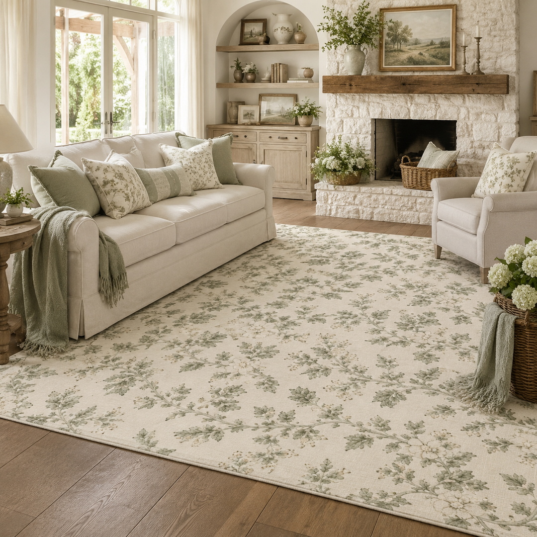 Vintage Botanical Cream &amp; Sage Accent Rug
