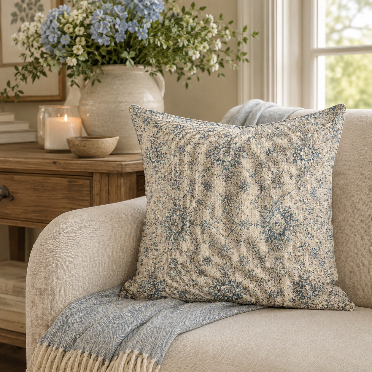 Blue Bell Woven Pillow