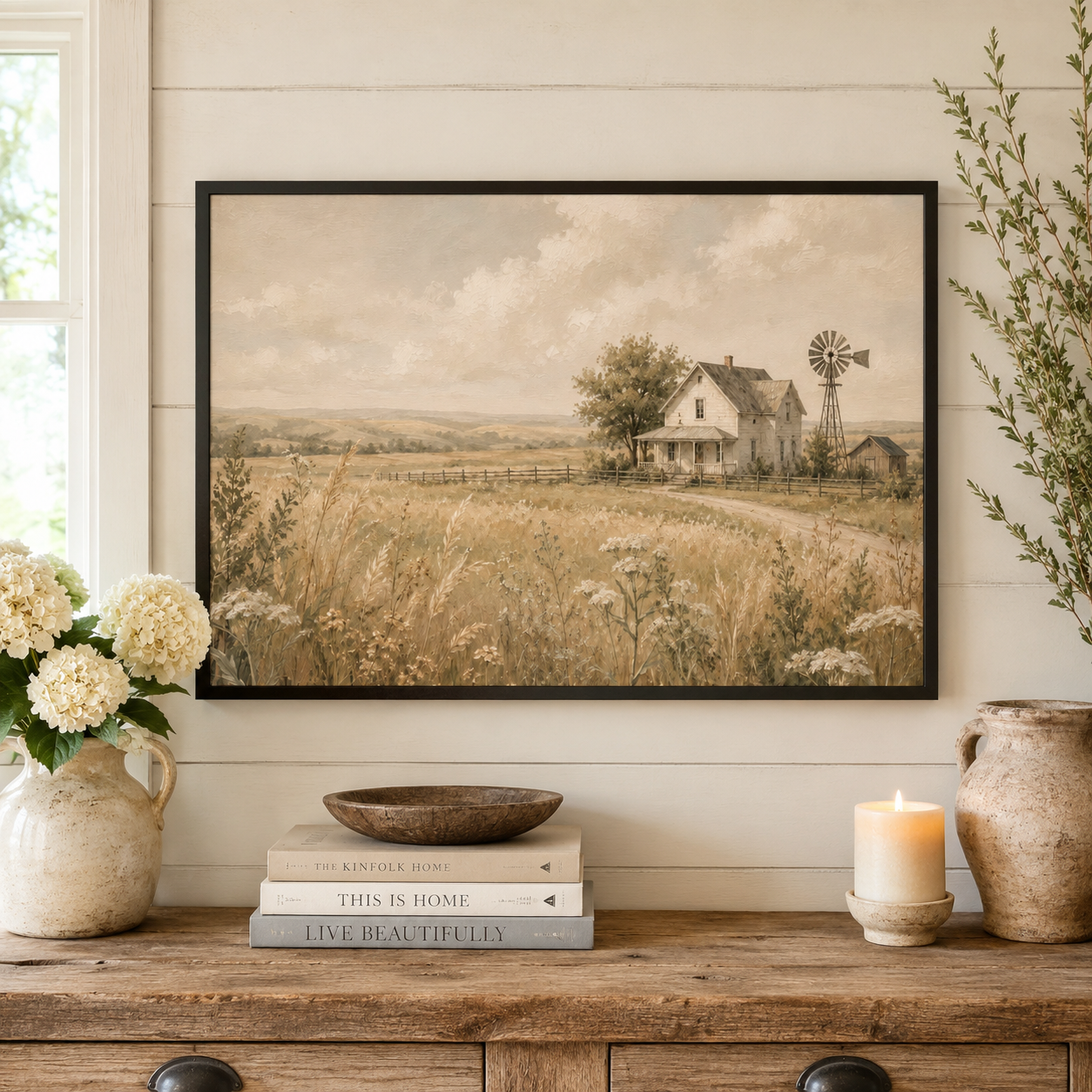 Farmhouse Artisan Blooms framed poster