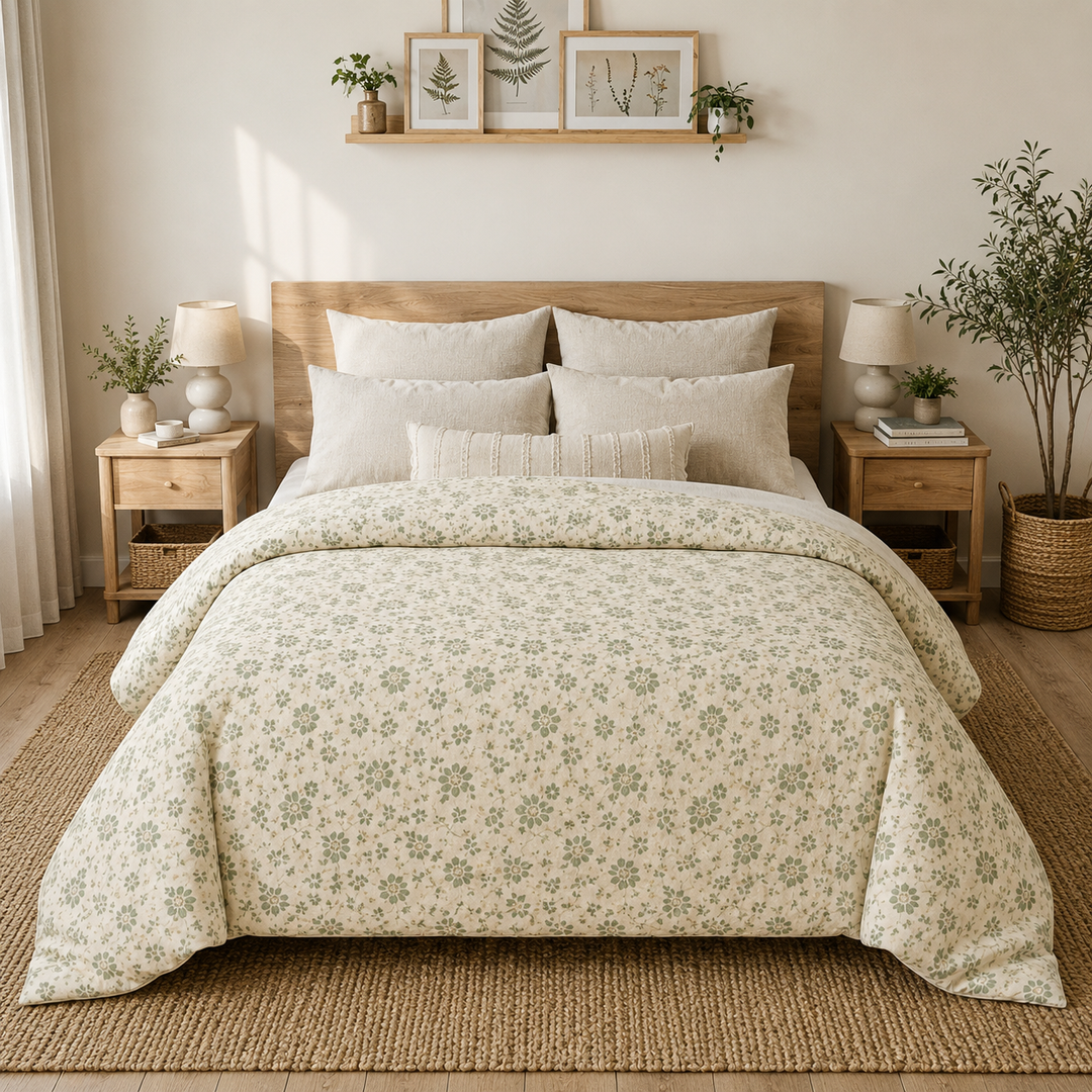 Sage Lily Cove Cotton Comforter - Large Pattern