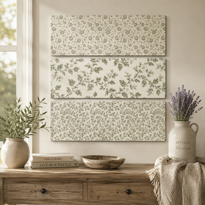 Buy farmhouse furniture (3pc) Sage &amp; Cream Luxury Acrylic Print By. Artisan Blooms - Modern Cottage Farmhouse Furniture